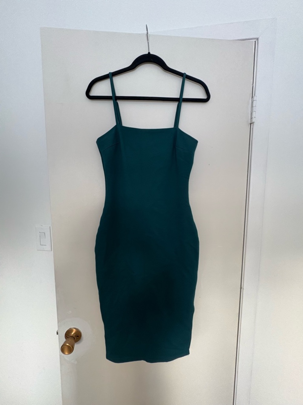 Lulu's Teal Midi Bodycon Dress with Spaghetti Straps